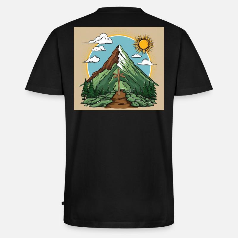 Bergspitzenkönig - Männer Premium Bio T-Shirt mit V-Ausschnitt - Schwarz