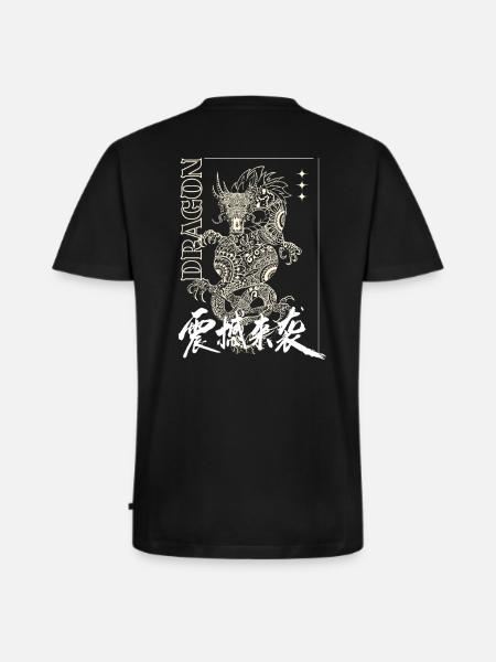 Mystic Dragon with Lettering - Men's Premium Organic T-shirt with V-neck - black