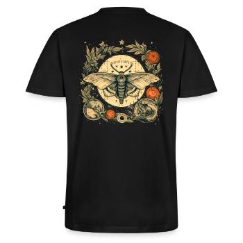 Papillon mystique avec herbier magique et lunes - T-shirt encolure en V Premium bio Homme - noir - Dos - Nico (187cm)