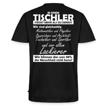 Tischler - Männer Premium Bio T-Shirt mit V-Ausschnitt - Schwarz - Hinten - Nico (187cm)