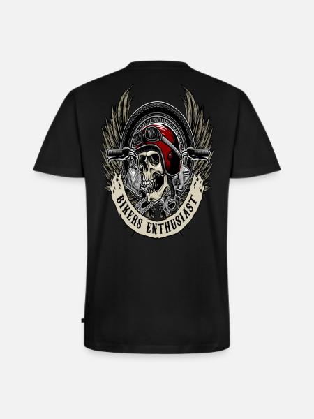 Schädel Biker shirt Skull Biker - Men's Premium Organic T-shirt with V-neck - black