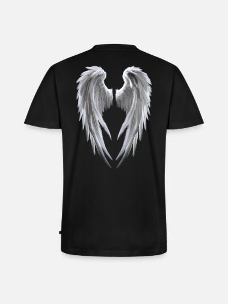 Angel Wings in white - Männer Premium Bio T-Shirt mit V-Ausschnitt - Schwarz