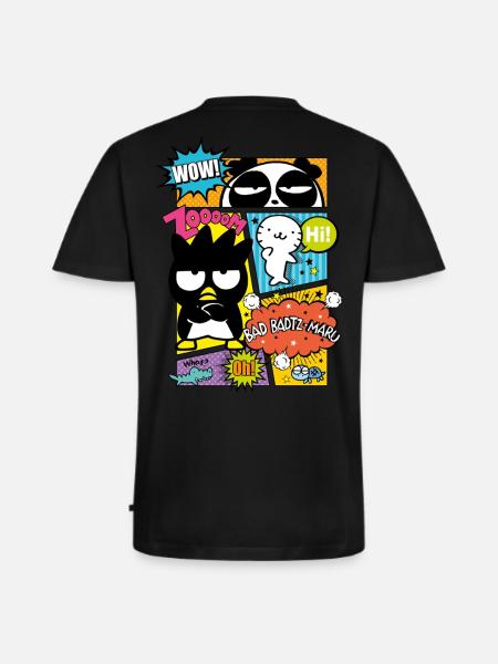 Bad Badtz-Maru med venner i tegneseriestil - Premium økologisk T-shirt med V-hals til mænd - sort