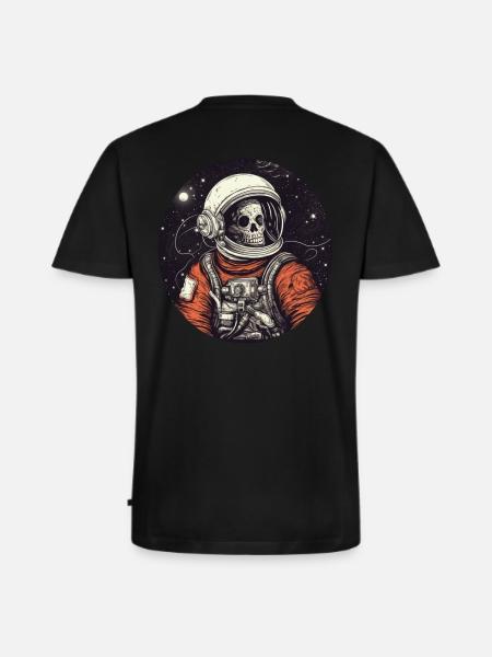 Creepy skeleton as an astronaut - Men's Premium Organic T-shirt with V-neck - black