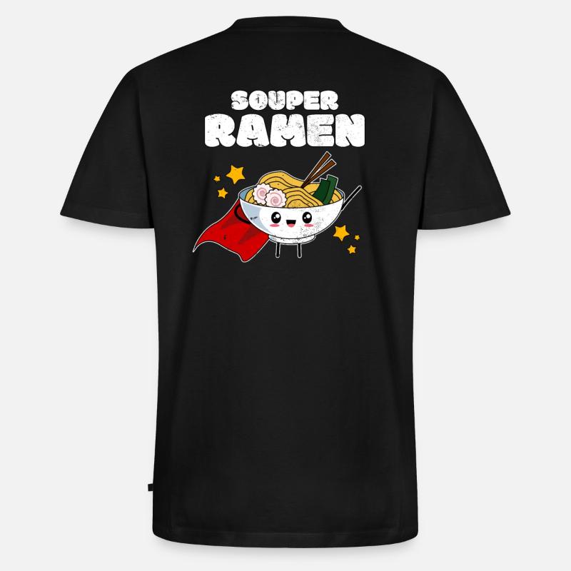 Superheld - Kawaii Ramen - Souper Ramen - Männer Premium Bio T-Shirt mit V-Ausschnitt - Schwarz
