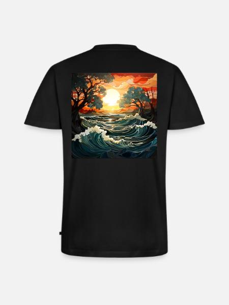 Ocean at sunset - Men's Premium Organic T-shirt with V-neck - black