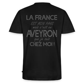 Aveyron c'est chez moi cadeau humour aveyronnais - T-shirt encolure en V Premium bio Homme - noir - Dos - Nico (187cm)
