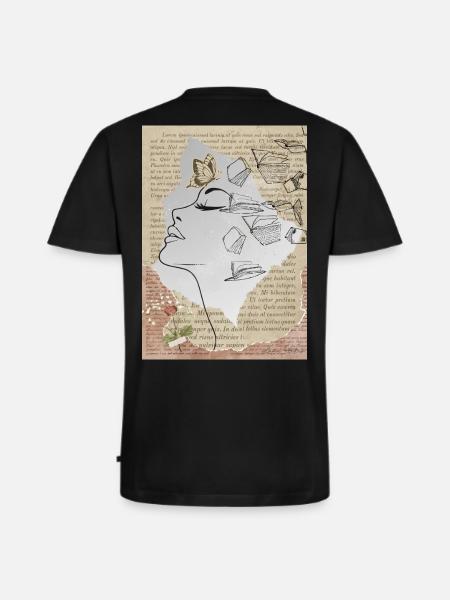 Literary Dream: Face with Butterflies - Men's Premium Organic T-shirt with V-neck - black