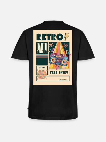 Retro Party Boombox Neon - Men's Premium Organic T-shirt with V-neck - black