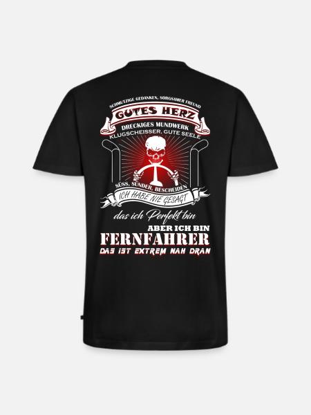 Fernfahrer sind fast Perfekt - Männer Premium Bio T-Shirt mit V-Ausschnitt - Schwarz