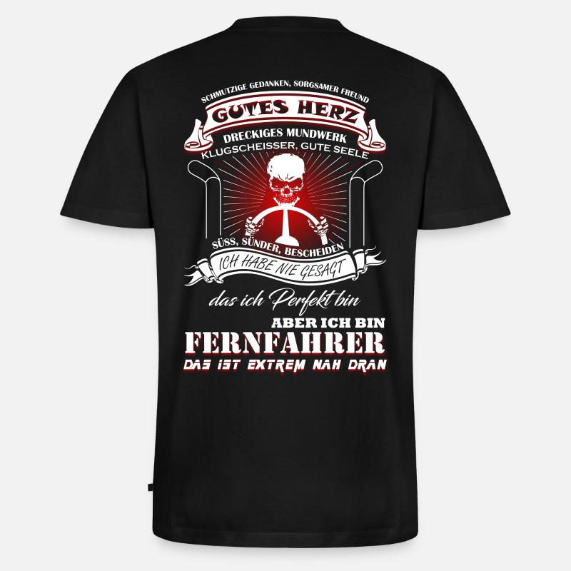 Fernfahrer sind fast Perfekt - Männer Premium Bio T-Shirt mit V-Ausschnitt - Schwarz