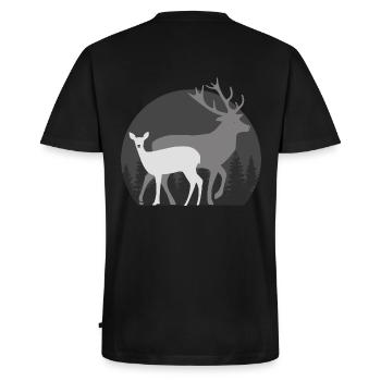 Chasse chasser chasseur de cerf biche chevreuil - T-shirt encolure en V Premium bio Homme - noir - Dos - Nico (187cm)