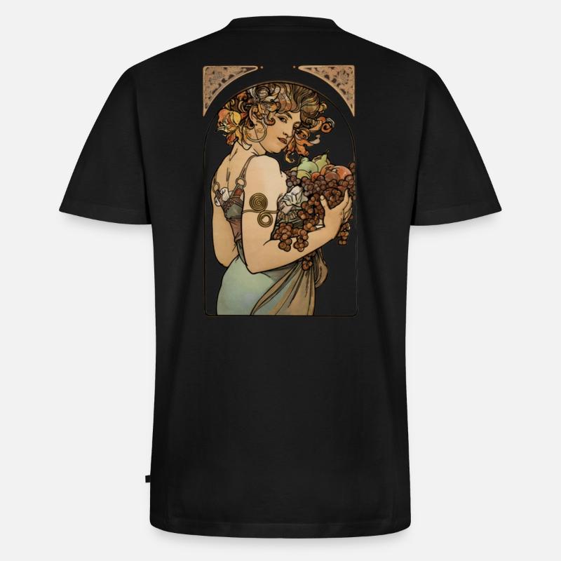 Alfons Mucha - Le Fruit - Männer Premium Bio T-Shirt mit V-Ausschnitt - Schwarz
