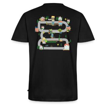 Spielmatte Auto Kinder Spielteppich auf Rückseite - Männer Premium Bio T-Shirt mit V-Ausschnitt - Schwarz - Hinten - Nico (187cm)