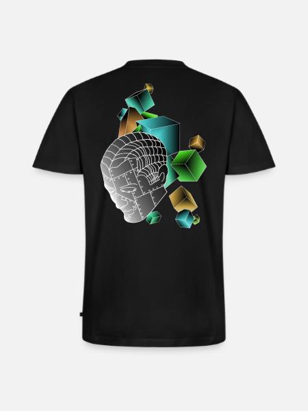 Roboter mit Würfeln bunt - Männer Premium Bio T-Shirt mit V-Ausschnitt - Schwarz