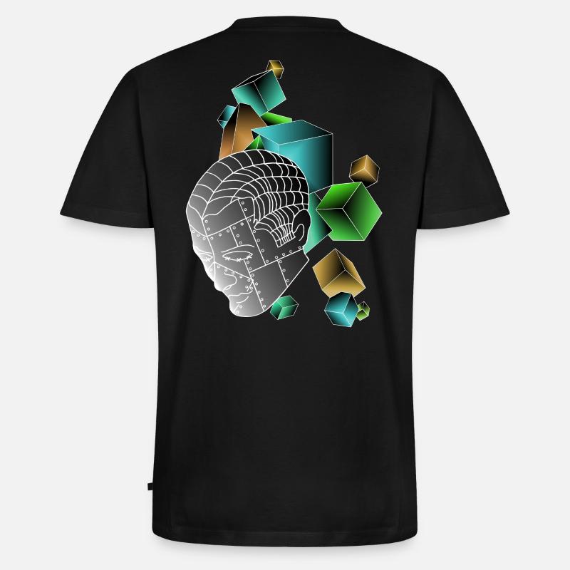 Roboter mit Würfeln bunt - Männer Premium Bio T-Shirt mit V-Ausschnitt - Schwarz