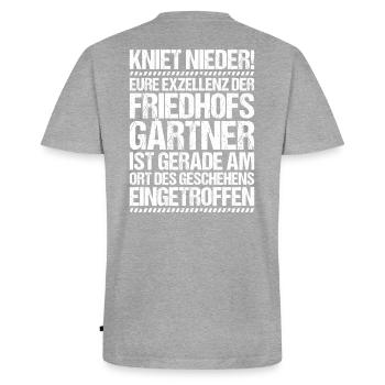 Friedhofsgärtner Friedhof Cemetery Gardener - Männer Premium Bio T-Shirt mit V-Ausschnitt - Grau meliert - Hinten