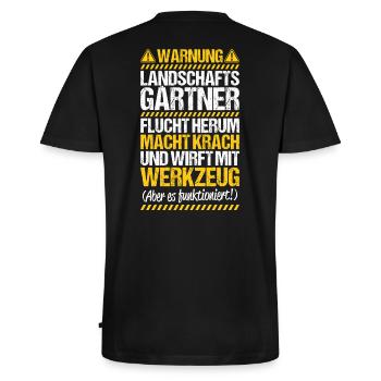 Landschaftsgärtner Gartenbau Landschaftsbau Garten - Männer Premium Bio T-Shirt mit V-Ausschnitt - Schwarz - Hinten - Nico (187cm)