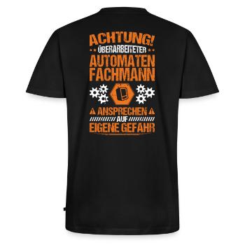 Automatenfachmann Automatenfachfrau Automaten - Männer Premium Bio T-Shirt mit V-Ausschnitt - Schwarz - Hinten - Nico (187cm)