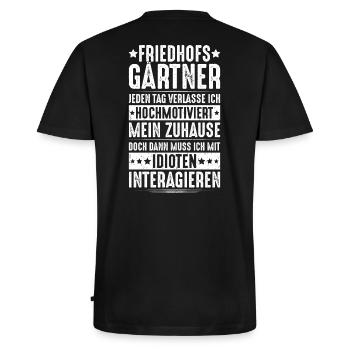 Friedhofsgärtner Friedhof Cemetery Gardener - Männer Premium Bio T-Shirt mit V-Ausschnitt - Schwarz - Hinten - Nico (187cm)