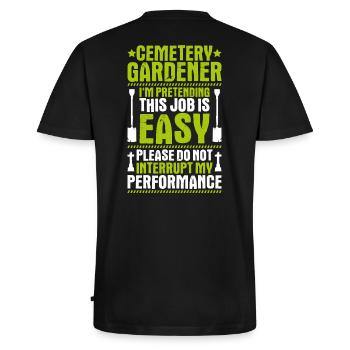 Friedhofsgärtner Friedhof Cemetery Gardener - Männer Premium Bio T-Shirt mit V-Ausschnitt - Schwarz - Hinten - Nico (187cm)
