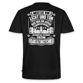 Veranstaltungstechniker Event Technician - Männer Premium Bio T-Shirt mit V-Ausschnitt - Schwarz - Hinten - Nico (187cm)