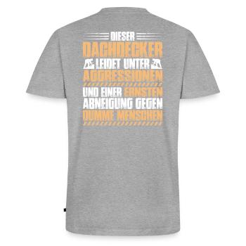 Dachdecker Dachdeckerei Dachdecken Roofer Roofing - Männer Premium Bio T-Shirt mit V-Ausschnitt - Grau meliert - Hinten