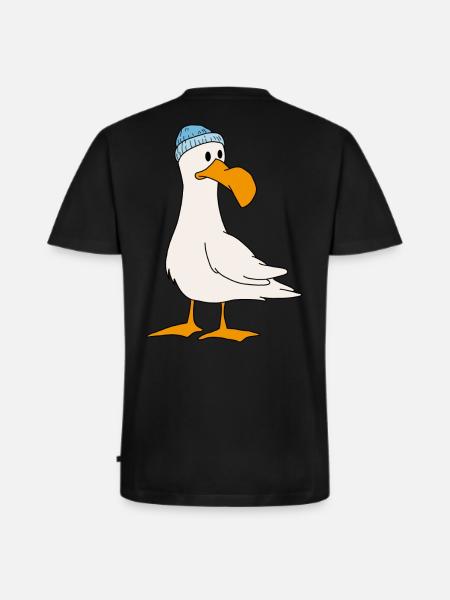 Möwe - Männer Premium Bio T-Shirt mit V-Ausschnitt - Schwarz