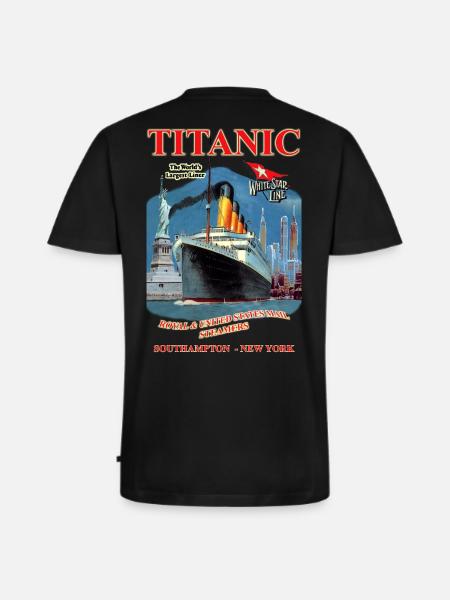 TITANIC SPIRIT skabelse Louis RUNEMBERG © Adagp - Premium økologisk T-shirt med V-hals til mænd - sort