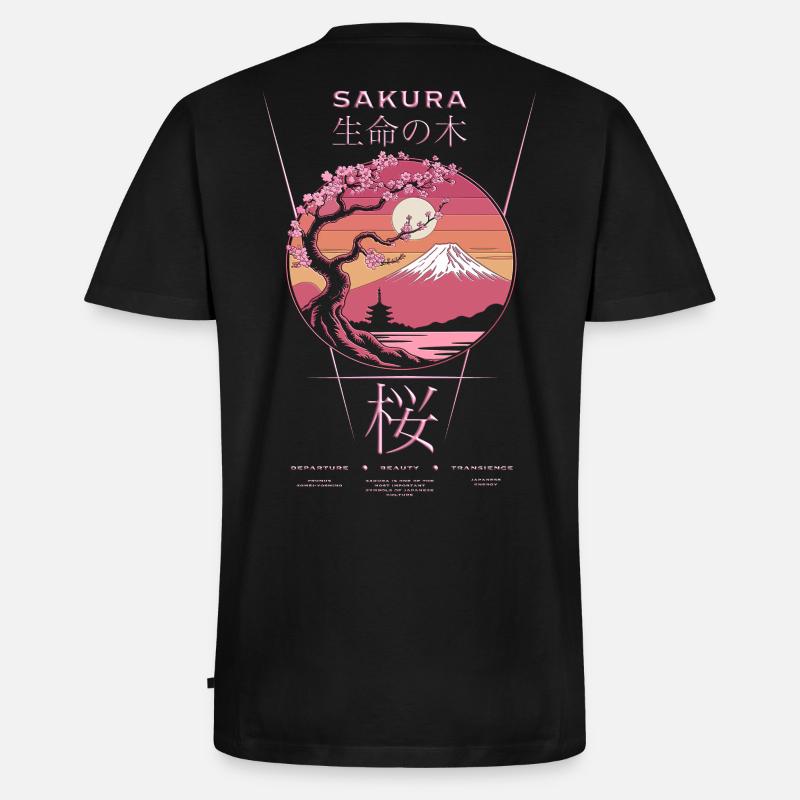 Sakura - Japan - Männer Premium Bio T-Shirt mit V-Ausschnitt - Schwarz