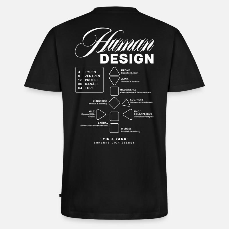 Human Design Blueprint - Männer Premium Bio T-Shirt mit V-Ausschnitt - Schwarz