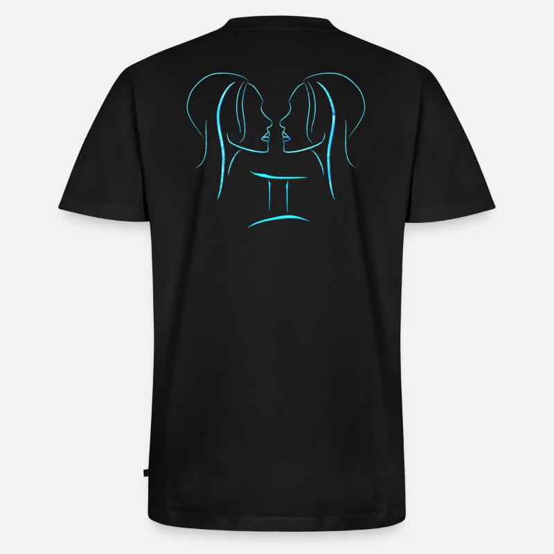 Zwilling - Männer Premium Bio T-Shirt mit V-Ausschnitt - Schwarz