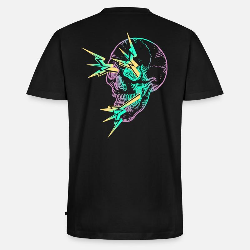 Lila Blitzschädel - Männer Premium Bio T-Shirt mit V-Ausschnitt - Schwarz
