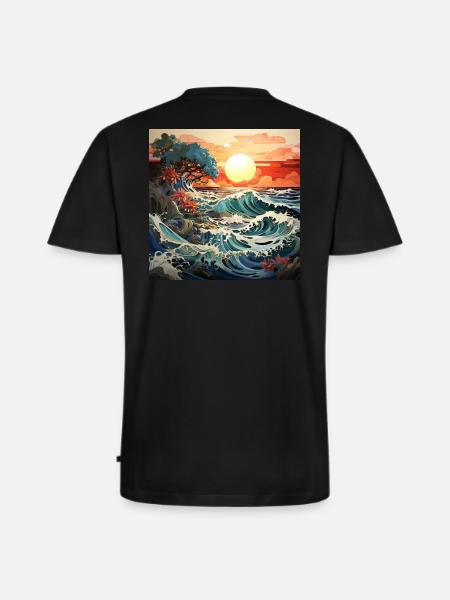 Sunrise on the waves - Men's Premium Organic T-shirt with V-neck - black