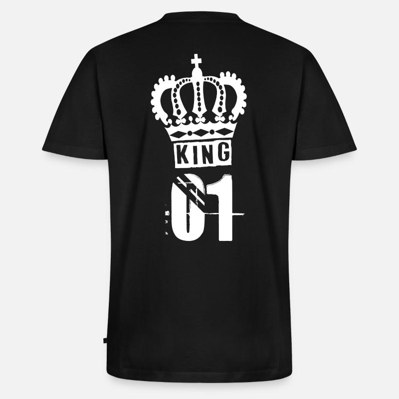KING - Männer Premium Bio T-Shirt mit V-Ausschnitt - Schwarz