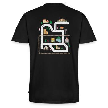 Spielteppich Teppich Stadt Vater Rückenmassage - Männer Premium Bio T-Shirt mit V-Ausschnitt - Schwarz - Hinten - Nico (187cm)