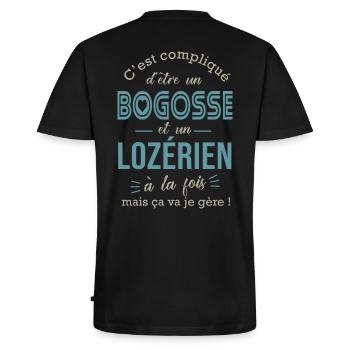Lozére bogosse Lozérien cadeau pour Lozériens - T-shirt encolure en V Premium bio Homme - noir - Dos - Nico (187cm)