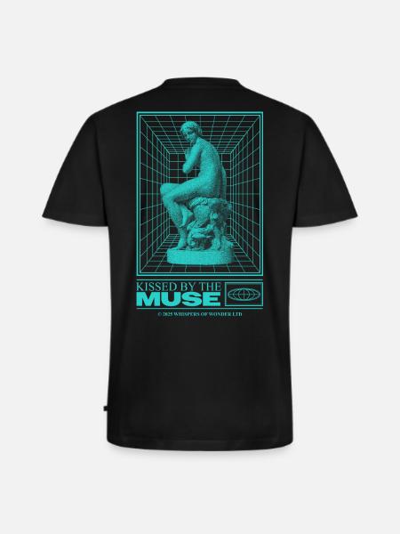 Neon statue in cyberspace - Men's Premium Organic T-shirt with V-neck - black