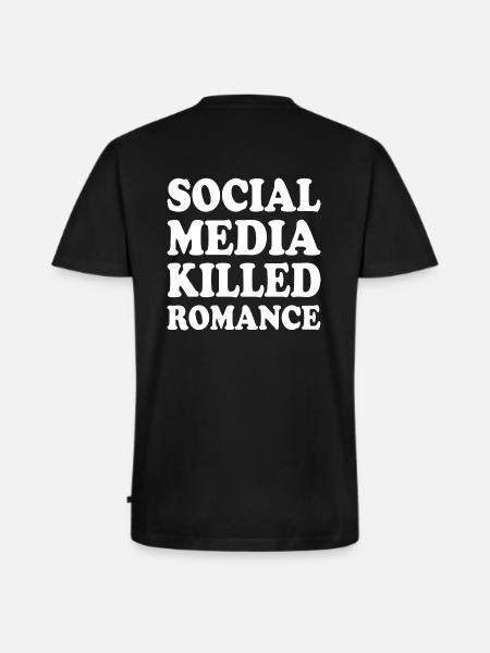 social media killed romance - Premium økologisk T-shirt med V-hals til mænd - sort