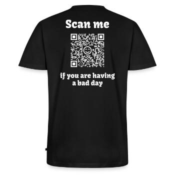 QR-Code mit liebevoller Botschaft - Männer Premium Bio T-Shirt mit V-Ausschnitt - Schwarz - Hinten - Nico (187cm)