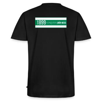 1899 forever grün-weiss Rückendruck Bremen - Männer Premium Bio T-Shirt mit V-Ausschnitt - Schwarz - Hinten - Nico (187cm)