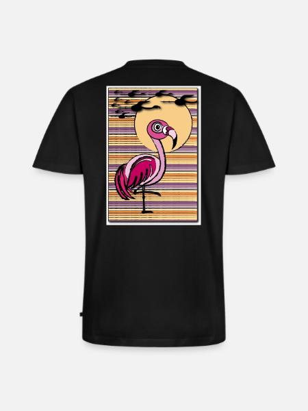 Flamingo in the sunset - Männer Premium Bio T-Shirt mit V-Ausschnitt - Schwarz