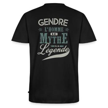 gendre l' homme le mythe la légende cadeau gendre - T-shirt encolure en V Premium bio Homme - noir - Dos - Nico (187cm)
