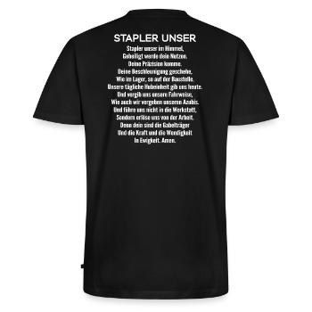 Staplerfahrer/Gabelstaplerfahrer/Stapler Unser - Männer Premium Bio T-Shirt mit V-Ausschnitt - Schwarz - Hinten - Nico (187cm)