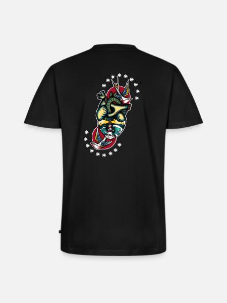 Heart swallows - Men's Premium Organic T-shirt with V-neck - black