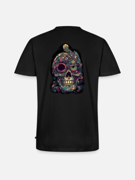 Surrealistic, psychedelic skull - Men's Premium Organic T-shirt with V-neck - black