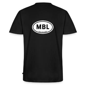 MBL Méribel - T-shirt encolure en V Premium bio Homme - noir - Dos - Nico (187cm)