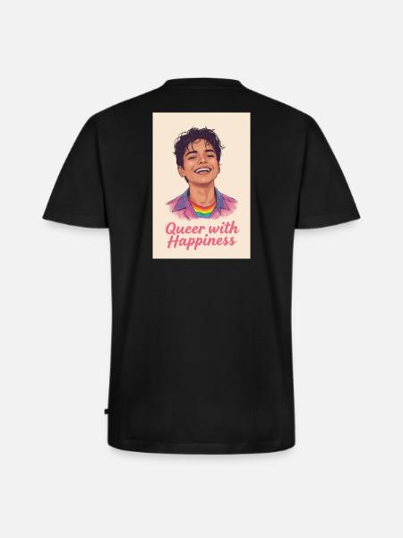 Queer with happiness - Men's Premium Organic T-shirt with V-neck - black
