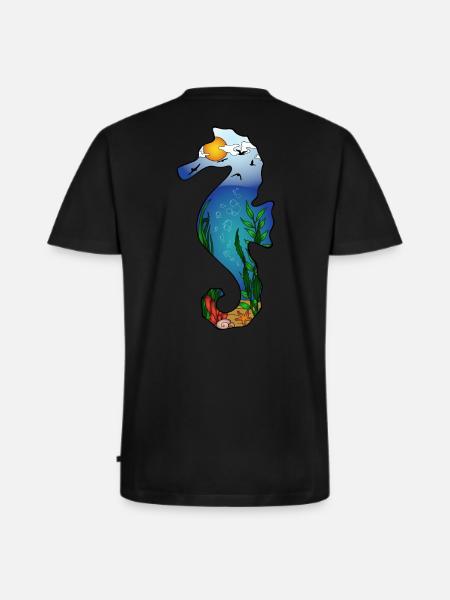 Seahorse silhouette - Men's Premium Organic T-shirt with V-neck - black