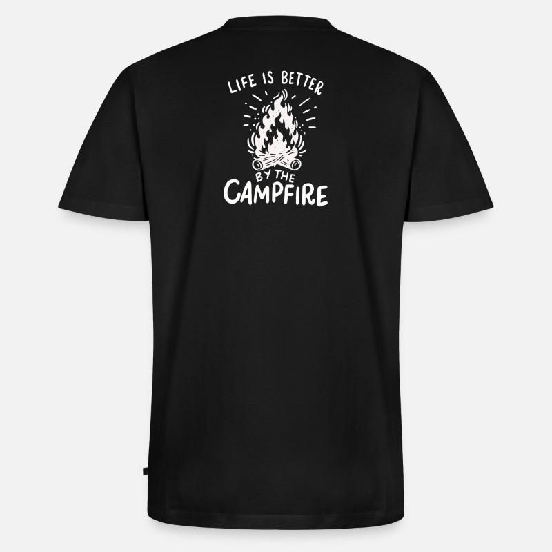 Camping - Männer Premium Bio T-Shirt mit V-Ausschnitt - Schwarz